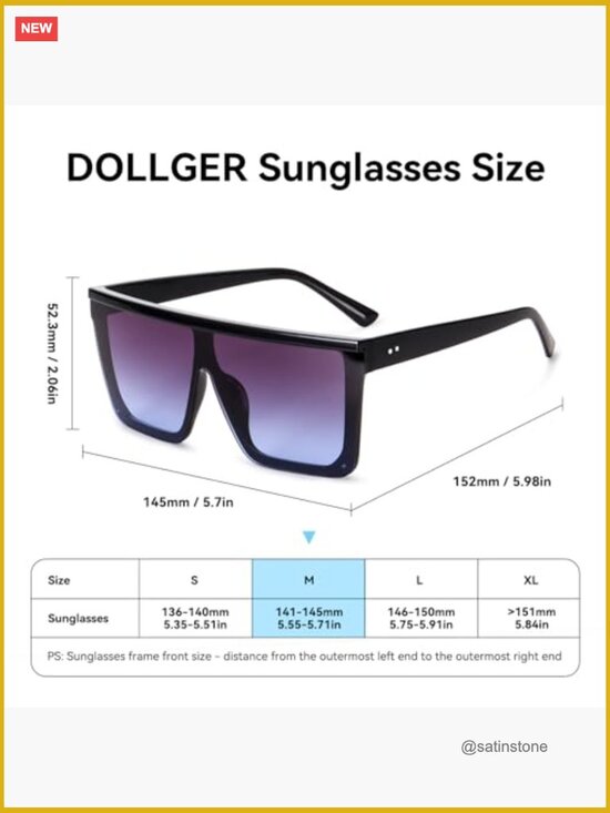 Square Oversized Sunglasses UV400 Protection Metal Hinges Unisex